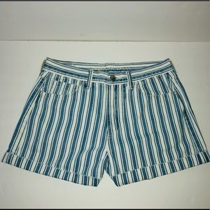 American Eagle Stripe Denim Cuffed Shorts, Sz 4